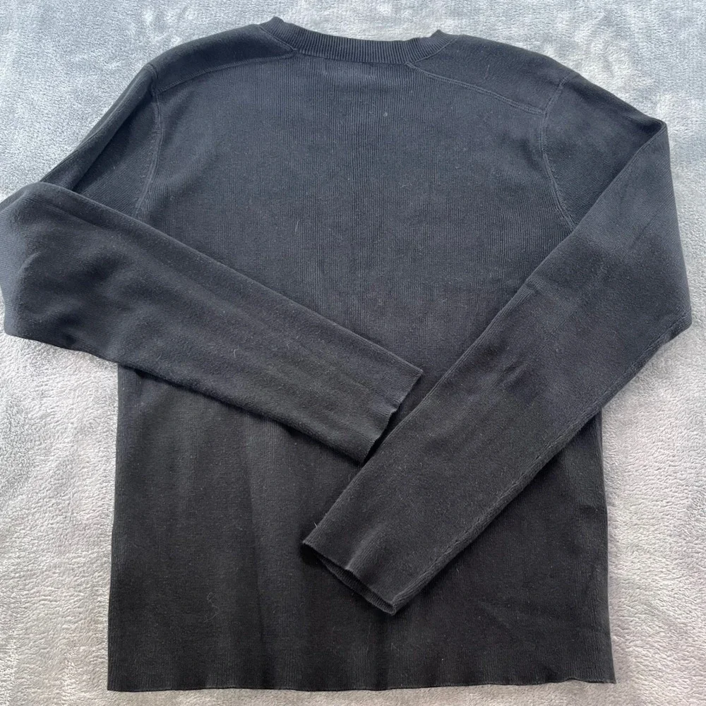 Polo Jeans Co Ralph Lauren Mens V-Neck Sweater Black Ribbed Cotton RL Logo M